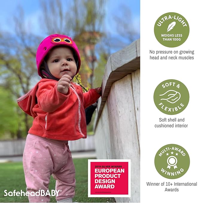 SafeheadBABY Soft Baby Head Protector Helmet for Crawling and Walking 7–24 Months – Ultra-Lightweight & Breathable Infant Safety Helmet That Grows with Your Baby (Head Circ. 40–52 cm) – Tiger Orange