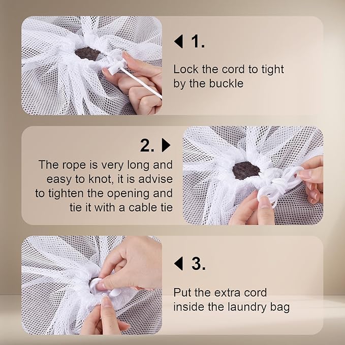 10-Pack Mesh Laundry Bags, 24 × 36 Inch Heavy-Duty Drawstring Mesh Bag Set (5 Black & 5 White) – Large Wash Bags for College, Dorm, Travel, Family & Apartment Use