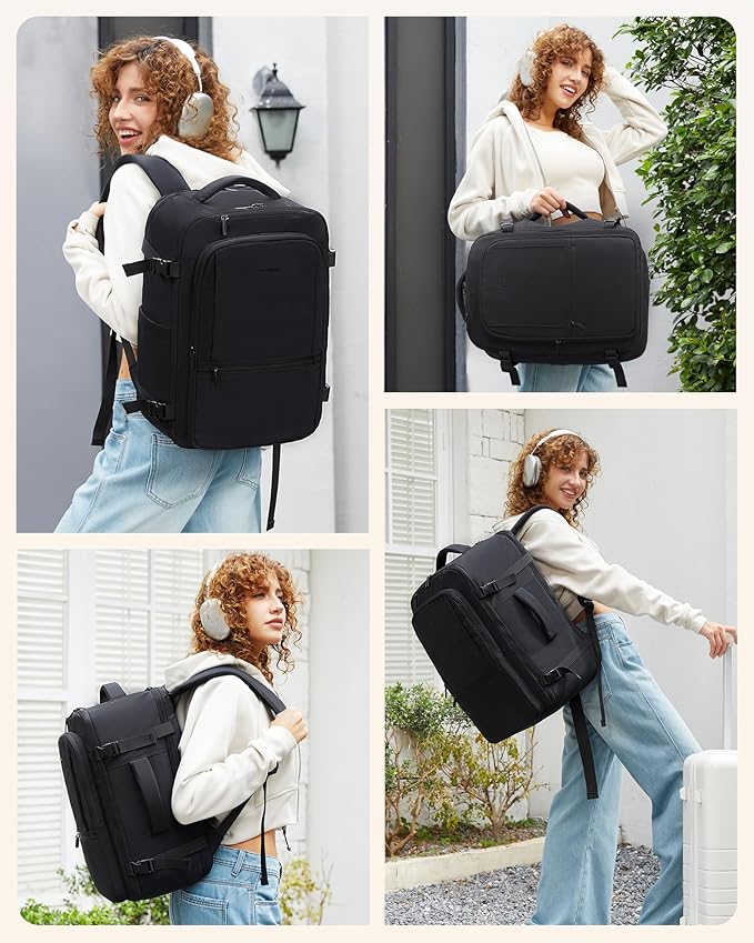 LOVEVOOK Travel Backpack for Women & Men, 50L Large Carry On Backpack Airline Approved, TSA Personal Item Weekender Bag, Water Resistant Laptop Backpacks with 3 Packing Cubes for Travel Essentials