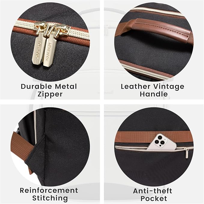 LOVEVOOK 40L Large Travel Backpack for Women Men, 17 Inch Carry on Backpack for Traveling on Airplane, Personal Item Bag Airline Approved, Business Causal Weekender Backpack, Black-Brown