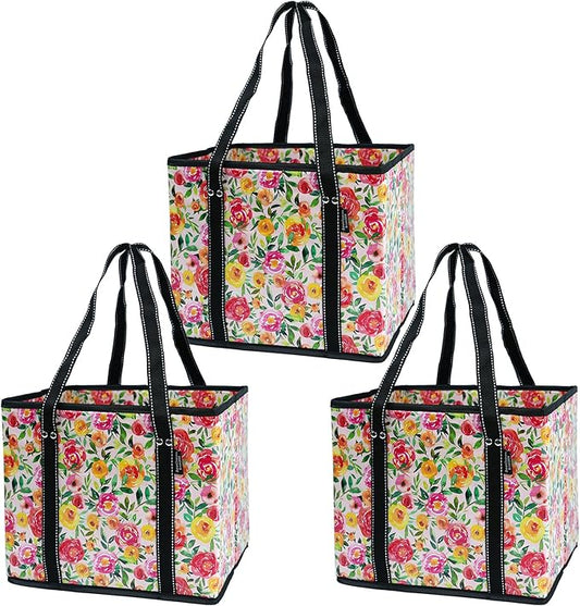 BeeGreen Large Waterproof Reusable Bags Christmas Heavy Duty Shopping Tote for Groceries Pool Gift with Webbing Handles