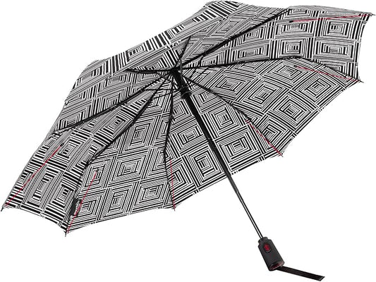ShedRain Compact Folding Travel Umbrella – Push-Button Open & Close, Vented Double Canopy, Protects from Rain, Sun, & Wind