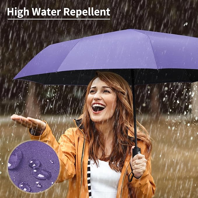 Seniny Windproof Travel Umbrella, Automatic Umbrellas for Rain, Portable & Compact Umbrellas for Backpack, Strong UV for Protection, Folding Small Sun Umbrella for Car, Walking