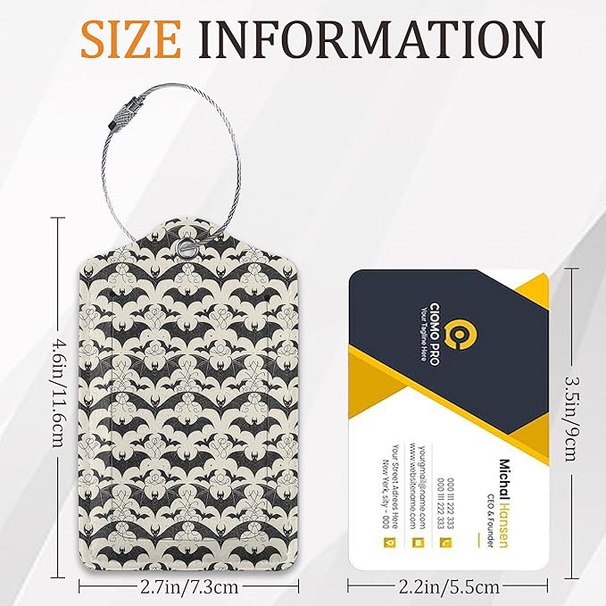 Halloween 3 Pack Luggage Tag for Suitcase, Unique Leather Travel Tags Identifiers with Privacy Name Address Labels & Durable Steel Loop for Women Men Travel