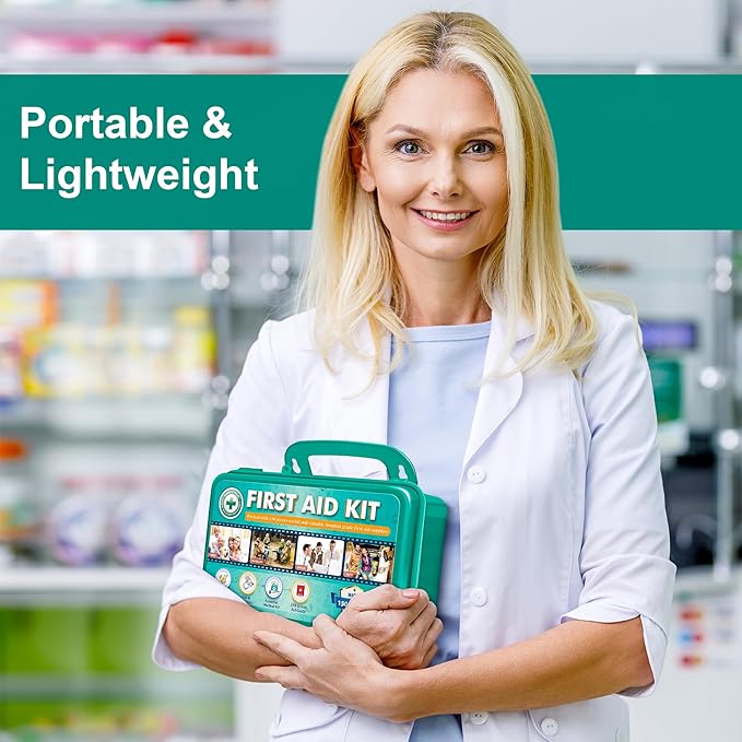 General Medi 150 Pieces Hardcase First Aid Kit - First Aid Box Contains Premium Medical Supplies for Travel, Home, Office, Vehicle, Camping, Workplace & Outdoor (Pack of 2)