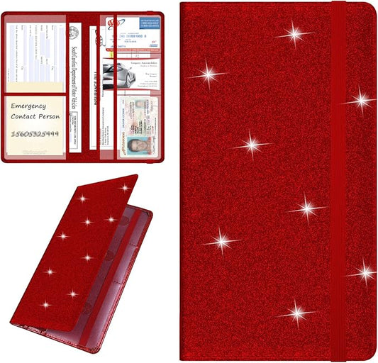 Wisdompro Car Document Holder Organiser, PU Leather Vehicle Insurance and Registration Holders Wallet Case for ID Card, Driving Licence, Key Contact Information Cards