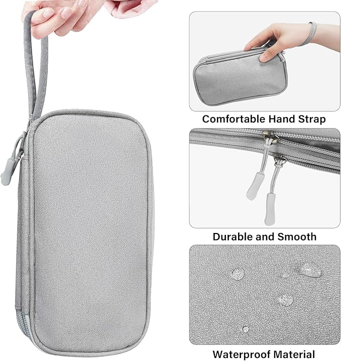 SMONT Cord Cable Organizer Travel Charger Bag Electronic Pouch Case Grey