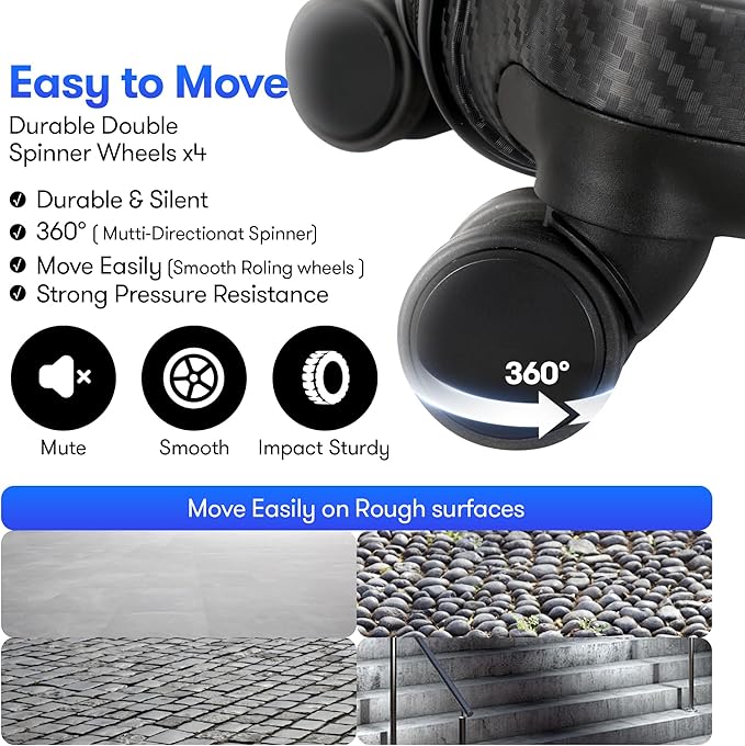 GinzaTravel 3 Piece Expandable Luggage Sets PP Hardshell Lightweight Suitcase sets with Spinner Wheels STSA Lock, 20/25/29inch, Black