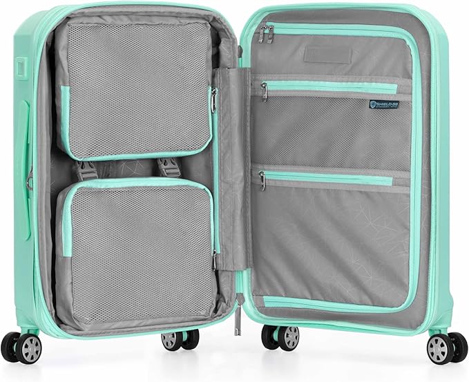 Traveler's Choice Pagosa Indestructible Hardshell Expandable Spinner Luggage, Mint, 22-Inch Carry-on