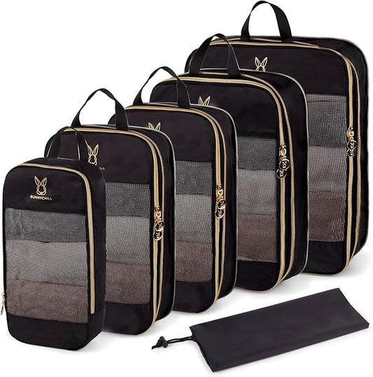 Expandable Compression Packing Cubes for Suitcases,6 Set Lightweight Compressible Travel Packing Organizer for Carry on Suitcase,Organizer Bags Set as Travel Essentials for Women