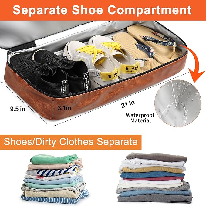 IBFUN Weekender Bags for Women, 21" Weekender Travel Bag, Travel Duffle Bag with Shoe Compartment Carry on Overnight Duffel Bag for Weekend Travel Business Trip