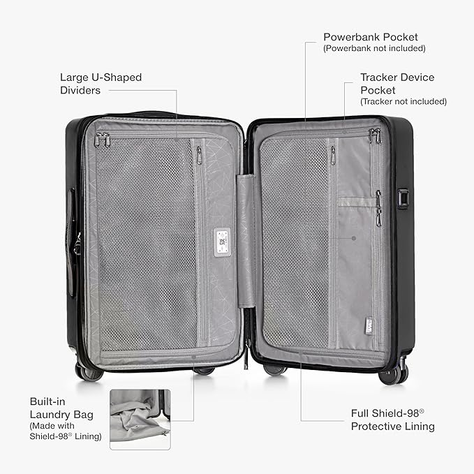 Traveler's Choice Markham Hardside Expandable Luggage with Double Spinner Wheels, Carry-On 21-Inch Suitcase, Black