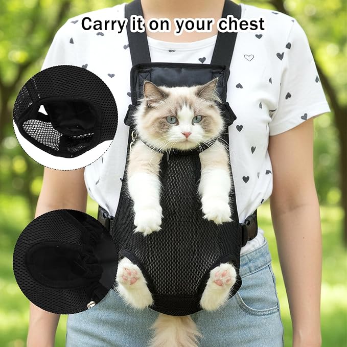 Pet Travel Leg-Out Backpack Cat Backpack Carrier Adjustable Pet Front Carriers Cat Bag Hands-Free Dog Carrier Backpacks Holder for Small Medium Dogs Cats Camping Traveling Cycling Walking