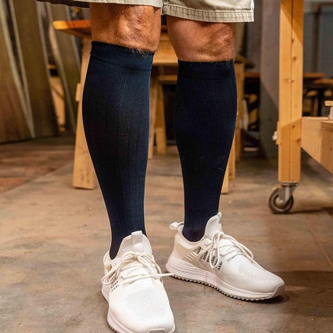 Medical Grade Compression Socks for Men & Women 15-20 mmHg by OrthoSleeve (Navy, Small)