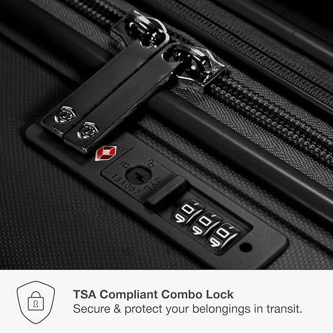 Traveler's Choice Pagosa Indestructible Hardshell Expandable Spinner Luggage, Black, 26-Inch Medium