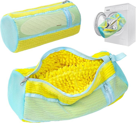 Shoe Washing Machine Bag, 2PCS Reusable Shoe Bag for Washing Machine, 360° Deep Cleaning Shoe Washing Bag for Sneakers, Laundry Shoe Bag for Washer & Dryer, Fits All Shoe Types (YELLOW)