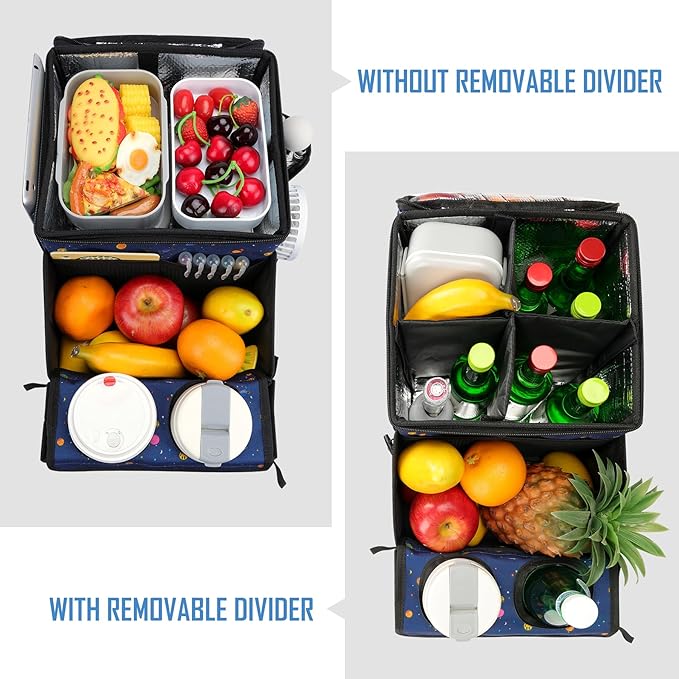 COOLBEBE Car Seat Organizer, Backseat Car Organizer with Cup Holders, Passenger Seat Organizer with Storages Cooler Compartment for Kids and Adults for Travel, Sky Blue