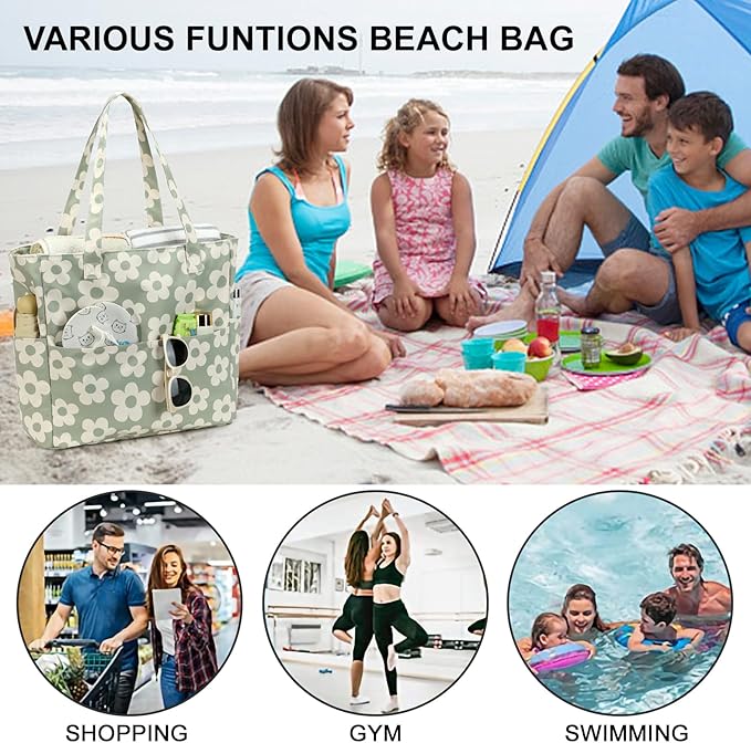 Bluboon Waterproof Beach Tote Pool Bags for Women Ladies Extra Large Carry On Bag With Wet Compartment for Weekender Travel
