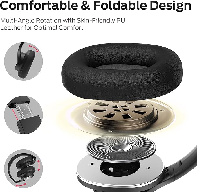 Monster Mission 200 Bluetooth Headphones, Wireless Headphones with 3 EQ Modes, Low Latency HiFi Stereo Foldable Lightweight Headset, 60H Playtime,Deep Bass for Home Office Cellphone PC Ect (Black)