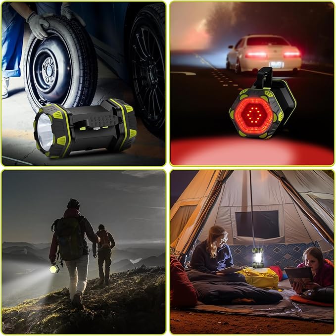 AlpsWolf Updated Camping Lantern Rechargeable, LED Flashlight Spotlight, 4800 Capacity Battery Powered, Portable Camping Light, 4+4 Modes for Emergency, Outdoor Hiking, Power Outages, Fishing