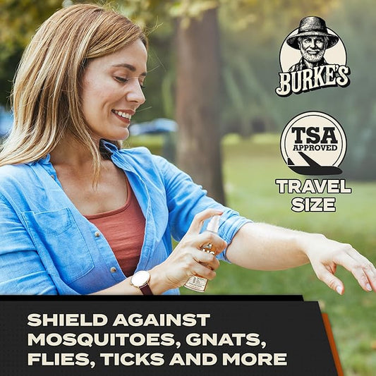 Burke’s Bug Repellent Spray – DEET-Free, Kid & Pet Safe Insect Repellent for Mosquitoes, Ticks, and Gnats – Travel Size, Natural Essential Oils, Outdoor Protection, 3 oz (90mL)