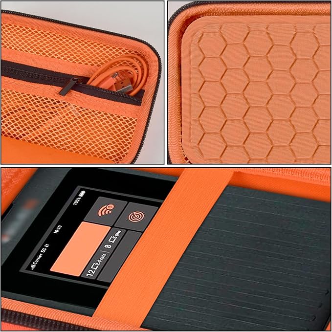 Hard Case Compatible with SIMO Solis 5G/ for Pro 5G WiFi Mobile Hotspot, Travel Router for Hotel WiFi Storage Holder Bag with Mesh Pocket for Charger USB Cable & Accessories (Box Only)- Orange