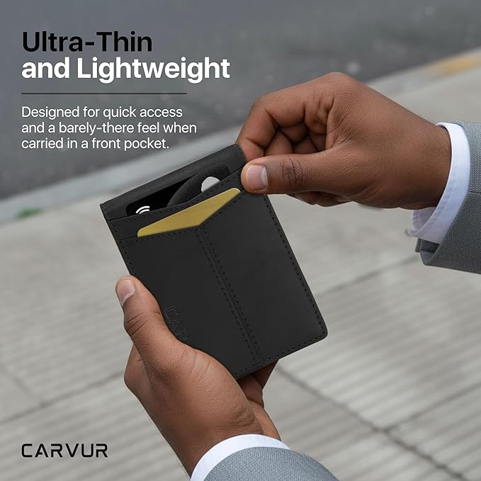 Slim Bifold RFID Blocking Full Grain Genuine Leather Front Pocket Minimalist Thin Wallet with Money Clip for Men - (SB20)