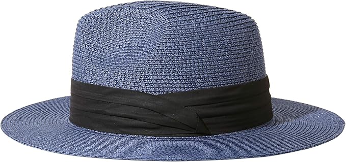 Lanzom Women Wide Brim Straw Panama Roll up Hat Fedora Beach Sun Hat UPF50+