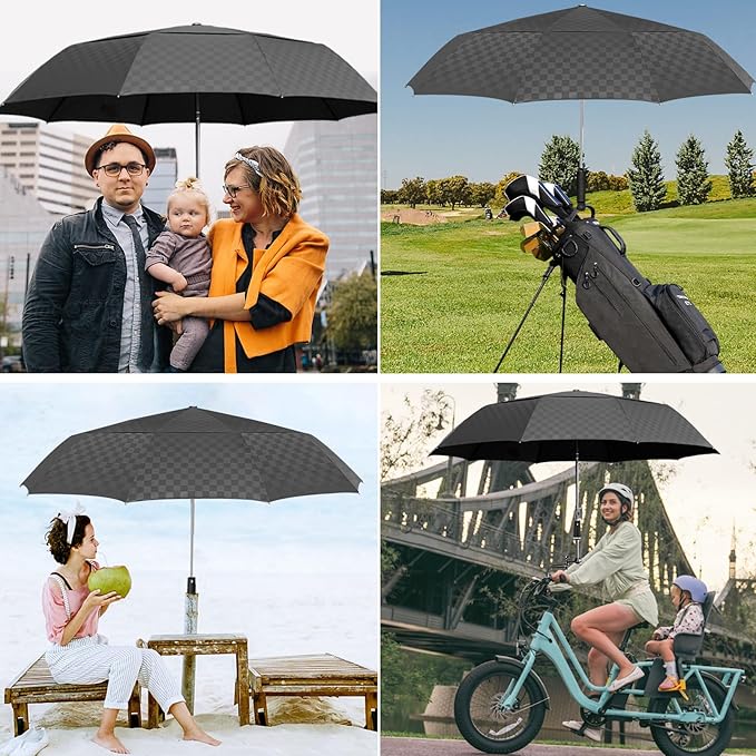 Satol 46/54/62 Inch Large Golf Umbrella, Windproof 10 Ribs Automatic Open/Close Oversize Double Canopy Vented Portable Folding Travel Umbrellas, UPF 50+ Sun & Rain Compact Umbrellas for Outdoor