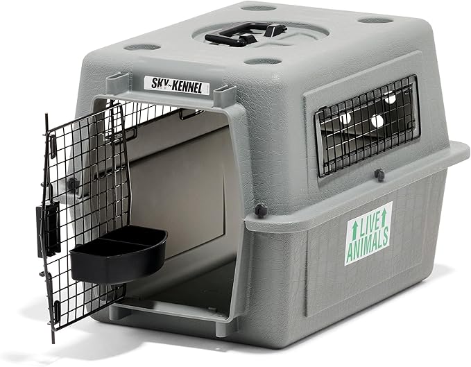 Petmate Sky Kennel For Air and Travel Airline Compliant Dog Crate for Smaller Dog Breeds or Pets up to 15 lbs, Heavy Duty Dog Kennel, Made in the USA- 21" L