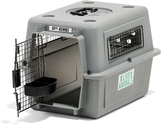 Petmate Sky Kennel For Air and Travel Airline Compliant Dog Crate for Smaller Dog Breeds or Pets up to 15 lbs, Heavy Duty Dog Kennel, Made in the USA- 21" L