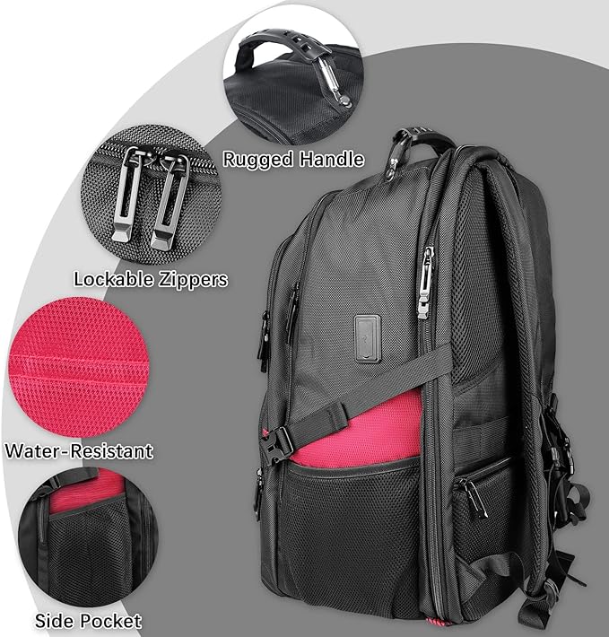 52L Extra Large Travel Backpack, 18.4 Inch Travel Laptop Backpack, Multiple Pockets 55L Carry on Backpack with USB Port, TSA Friendly Water Resistant College School Business Bag for Women, Red