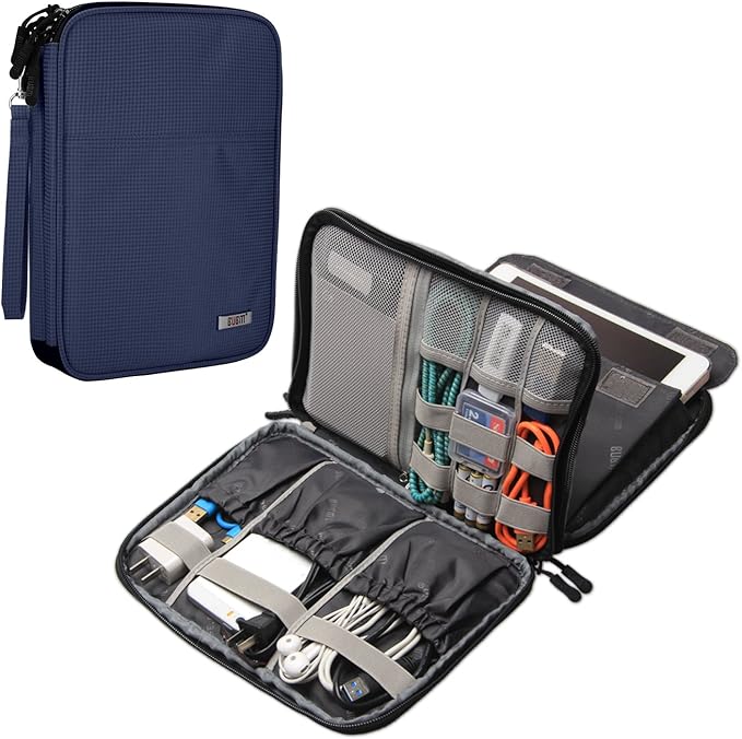 BUBM Electronic Accessories Organizer, Travel Gadget Bag for Cables, Dark Blue