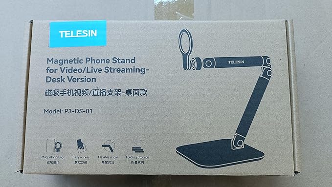 Phone Holder for Desk, with Magnetic Design, Tablet Stand for iPad, with Heavy Duty Metal Base, Desktop Stand Holder with 360° Rotation, Height & Angle Adjustable, for Video Calls, Vlog Recording