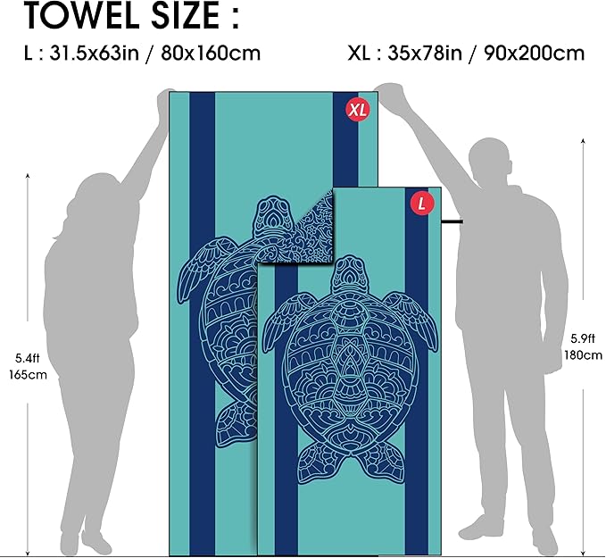 4Monster Microfiber Beach Towel Quick Dry,Super Absorbent Lightweight Travel Towel for Swimmers, Sand Free Camping Towel, Beach Towels for Pool,Swim,Water Sports,Yoga