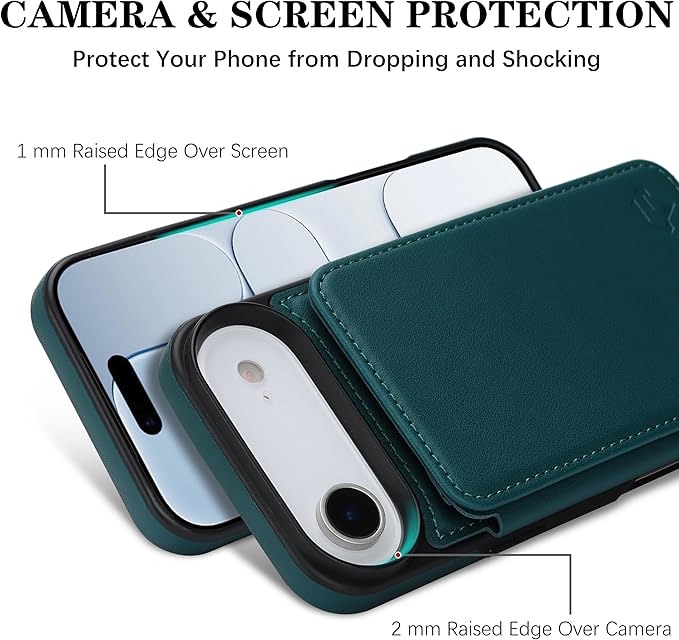 GUERNICA for iPhone 17 Air (6.7") Case Wallet with Card Holder, RFID Blocking Leather Protection, Shockproof Women Men Phone Case for iPhone Air, Green