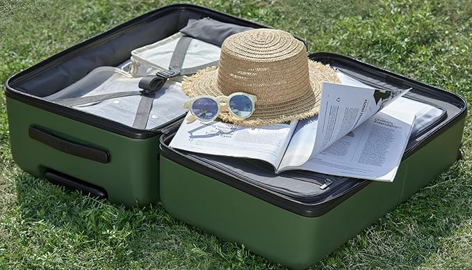 NINETYGO Trunk Luggage 26 Inch, Medium Checked Luggage with Double Spinner Wheels, Anti-Burst Zipper, Hard Case PC Suitcase, Lightweight Travel Luggage, TSA Approved (Pearl White, Hudson)