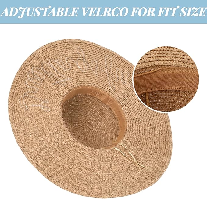 Beach Sun Hats for Women Wide Brim Straw Foldable Beach Hat UV Protection