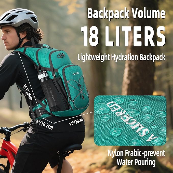 Hydration Backpack, Water Backpack for Hiking with 3L Water Bladder, Insulated Hydration Pack Lightweight Day Hydropack Ideal for Hiking and Cycling, 18L
