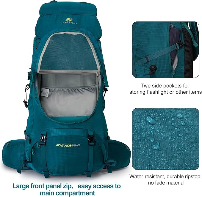 N NEVO RHINO Internal Frame Hiking Backpack 50/60/65/70/80L, Mountain Climbing Camping Backpack Daypack Waterproof Rain Cover | Mountain Climbing, Camping Backpack, Daypack, Waterproof, Rain Cover