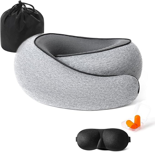 Neck Travel Pillow, Upgraded Travel Neck Pillow for Airplane Memory Foam Travel Pillow for Airplanes Offices and Cars Headrest Sleep, Portable Plane Accessories