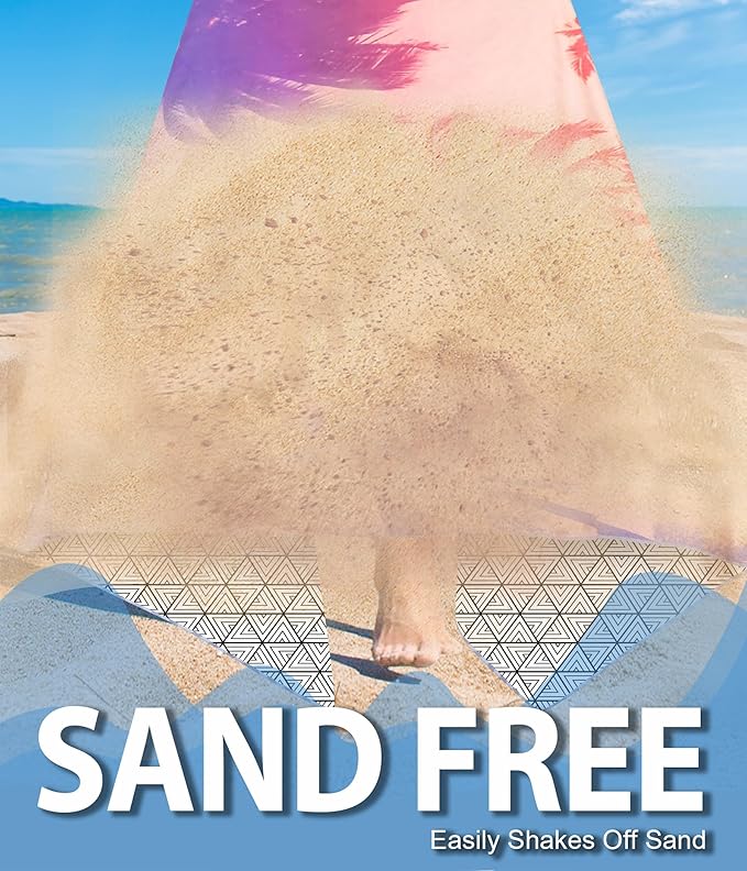 Sand Proof Microfiber Beach Towels Adult –Quick Fast Dry Beach Oversized Accessories for Travel Swimming Pool Yoga Camping Blanket Essentials Lightweight Must Haves Items Women Gifts Coconut Tree