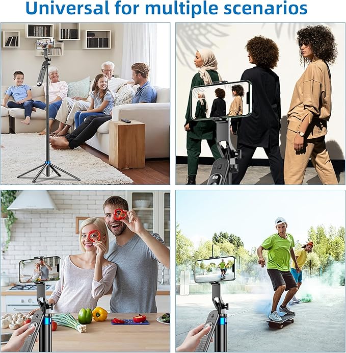 Selfie Stick Phone Tripod-71 Cell Phone Holder with Remote, 1/4" Screw Thread Adapter, Travel Tripod for Recording, Video and Picture, Compatible with iPhone, Android, Camera & Gopro