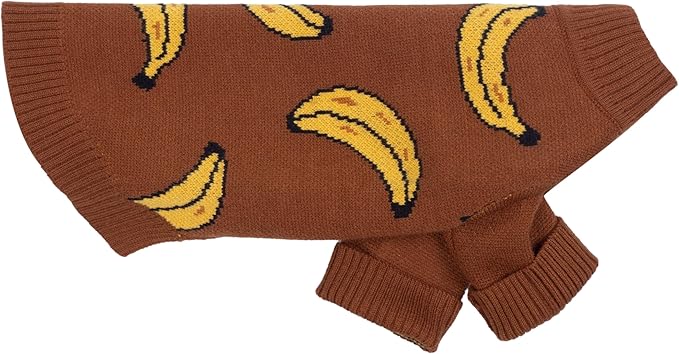 Fitwarm Banana Dog Sweater, Thermal Dog Winter Clothes for Small Dogs Boy Girl, Pet Outfit, Brown, Yellow, XL