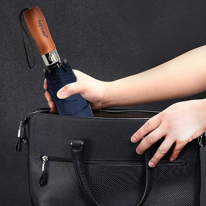 Lejorain Large Folding Golf Umbrella - Compact Mens Umbrellas Travel Rain and Windproof 54inch Collapsible Automatic Open Close Umbrella 210T Teflon Vented Double Canopy