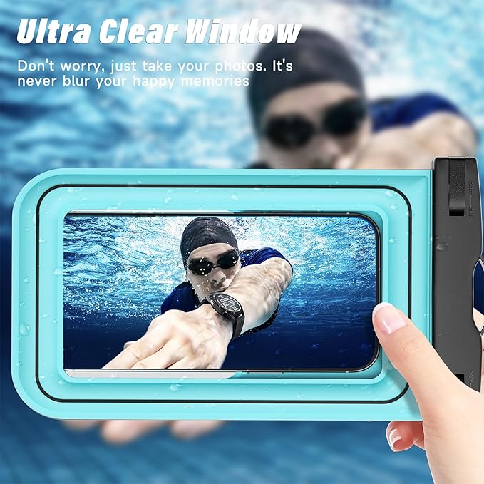 Waterproof Phone Pouch - 2 Pack IP68 Floating Waterproof Phone Case, Dry Bag Beach Cruise Essentials with Adjustable Lanyard for iPhone 16 Pro Max / 15 Pro/Galaxy S24 S23 (Black and Blue)