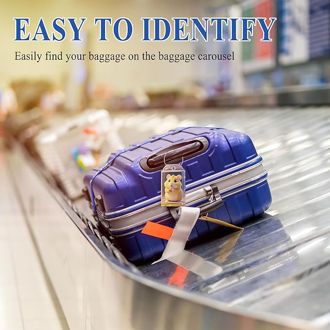 Luggage Tags for Suitcases, Cute Personalized Luggage Tag, Bag Tags for Backpacks Handbag School Instrument with Name ID Label Travel Essentials, Unique Fun Baggage Tags 2 Pack, Hamster