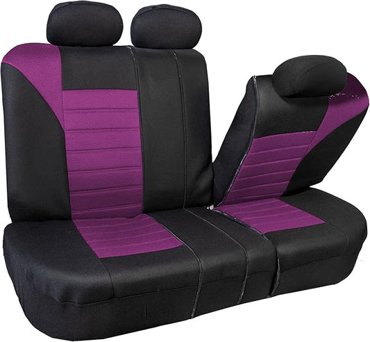 FH Group Automotive Car Seat Covers Rear Set Premium 3D Air Mesh Seat Covers, Airbag Compatible and Split Bench Cover Universal Fit Interior Accessories for Cars Trucks and SUVs - Purple