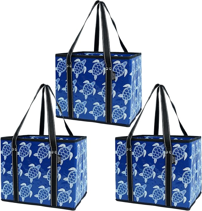 BeeGreen Large Waterproof Reusable Bags Christmas Heavy Duty Shopping Tote for Groceries Pool Gift with Webbing Handles