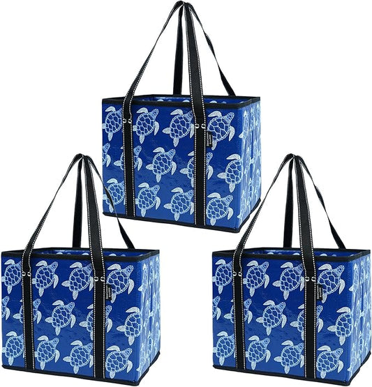 BeeGreen Large Waterproof Reusable Bags Christmas Heavy Duty Shopping Tote for Groceries Pool Gift with Webbing Handles